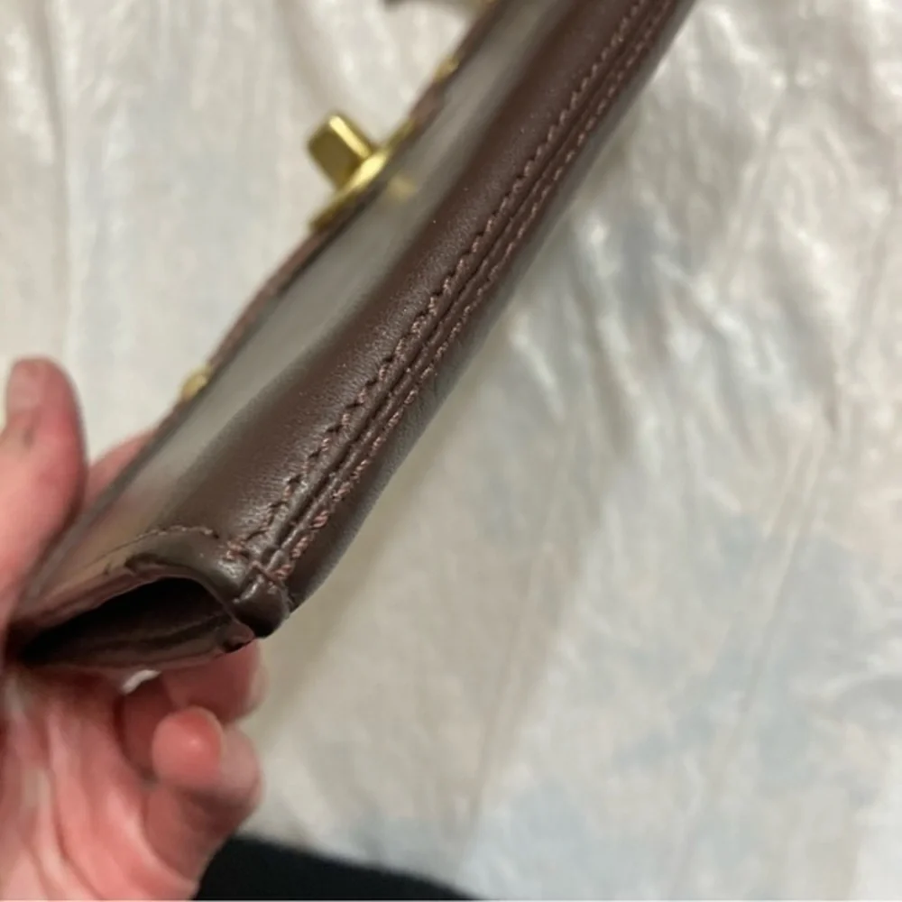 Coach brown leather wristlet clutch bag